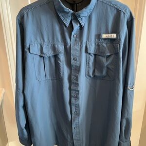 HABIT men’s lightweight button up blue convertible sleeves top size XL
